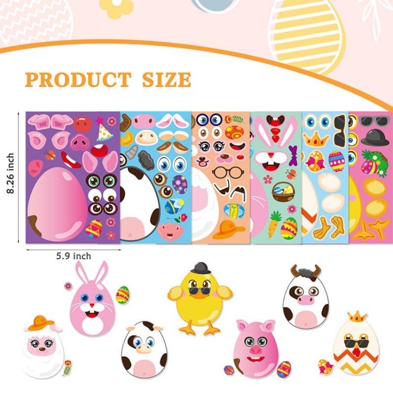 24 Stück, Osterhase Osterei DIY Bastelaufkleber, Puzzle Party Spielaufkleber, Geeignet für Partys, Dekorationen, Partyaufkleber