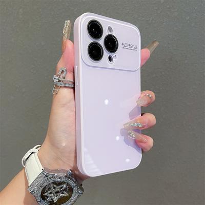 Ins Stylish Candy Color AG Glass Glossy Phone Case For iPhone 15 16 17 Pro Max 14 Plus 13 Crystal Full Camera Protection Cover