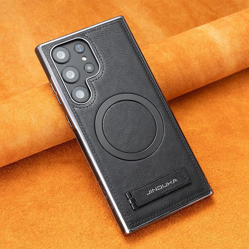 

Подходит для чехла для мобильного телефона Samsung S24ultra Легкая роскошь 23+ Полностью закрывающий Магнитная адсорбция Противоударный 23 Ultra Подставка Бизнес Кожаный чехол Samsung Galaxy S23 Ultra