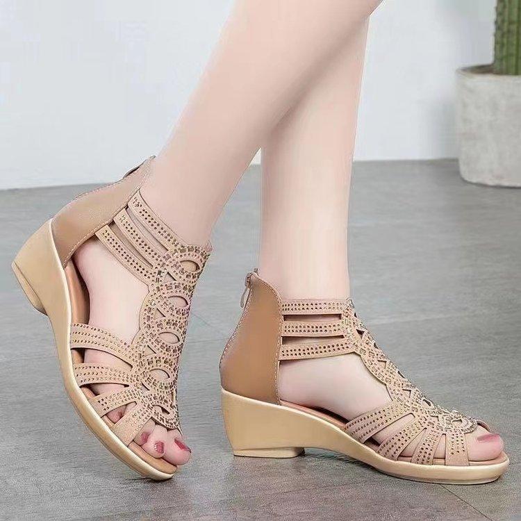 Roman Sandals, Soft Leather Shoes, Soft Soled Hollow Women's Sandals