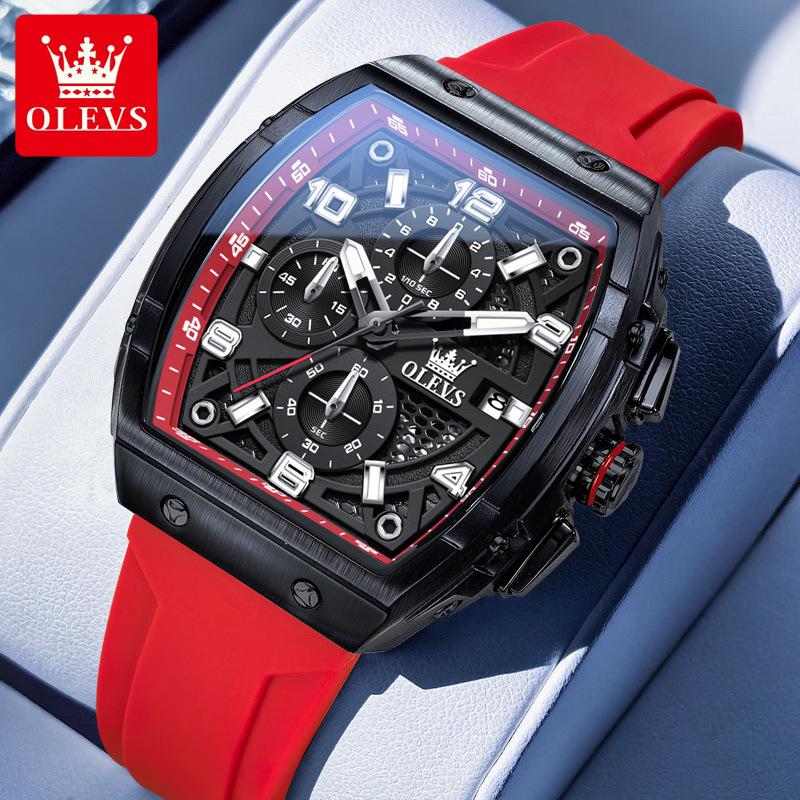 

Мужские кварцевые водонепроницаемые часы Oulishi бочкообразной формы с множеством функций