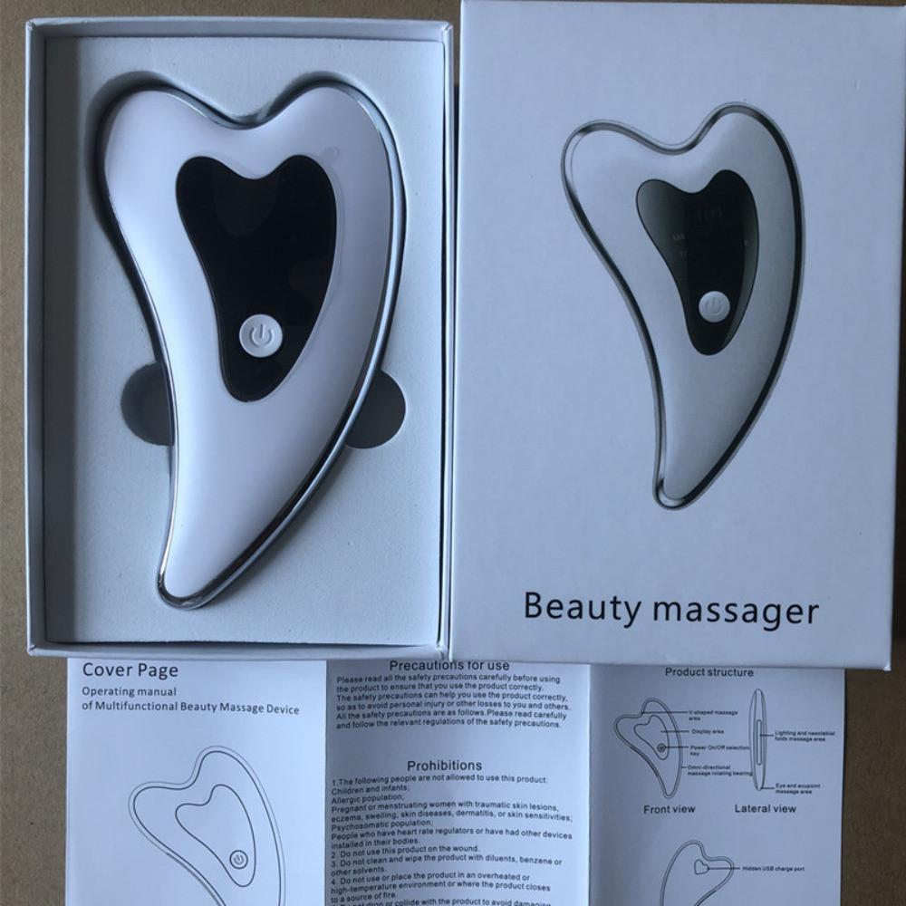 Facial Lymphatic Dredging and Scraping Instrument White Facial Microcurrent Introducer Multifunctional Intelligent Beauty Device