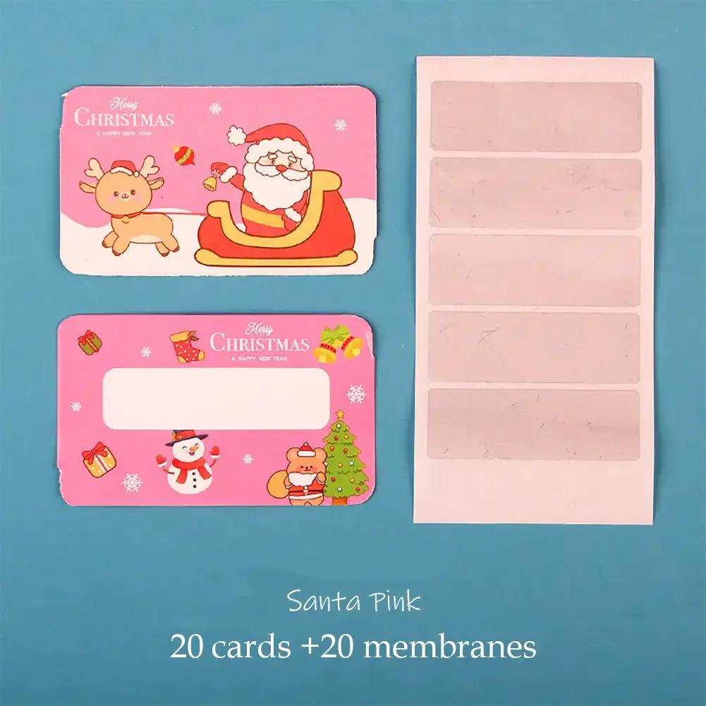 20pcs Cartoon Christmas Scratch Card Children's Christmas Handwritten Interactive Scratch Award Card Reward Lucky Scratch Decor