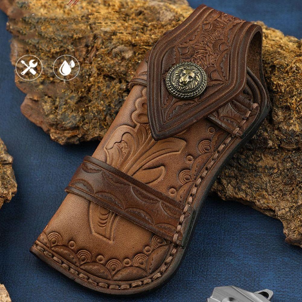 Two Layer Cowhide Scabbard Tool Outdoor Carry Bag Flashlight Belt Loop Camping Equipment Tool