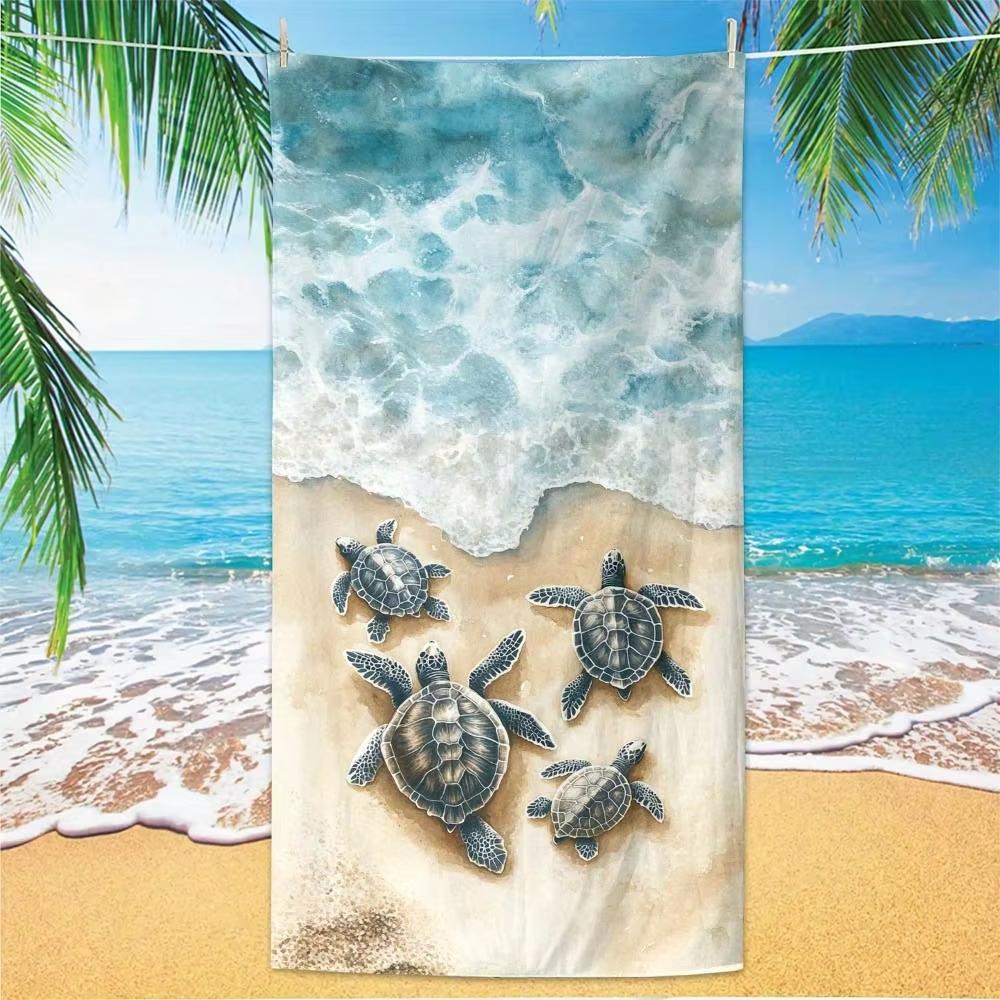 Serviette de plage surdimensionnée en microfibre motif tortue Douce Absorbante Séchage Rapide Sans Sable Légère Style Contemporain