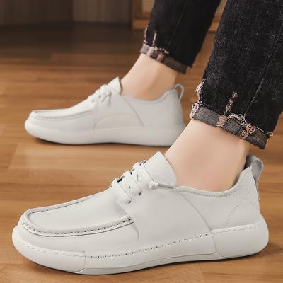 White Handmade Genuine Leather Casual Men Shoes Design Man Fashion Outdoor Youth Tide Male Board Class Footwear Casual Flats