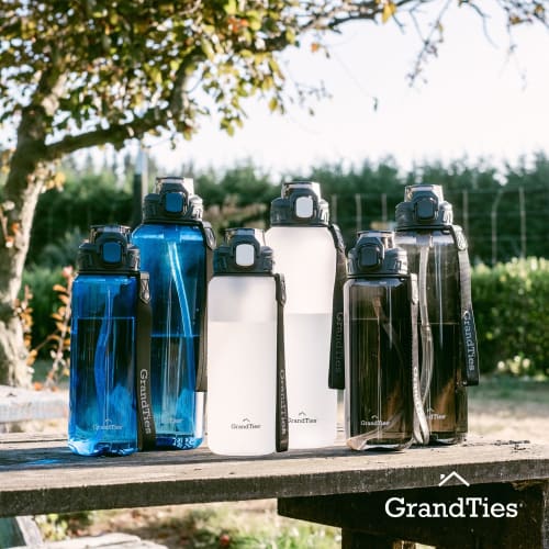 GRANDTIES Sports Tritan Plastic Water Bottle with Straw, Removable, Leakproof, BPA-Free, Dishwasher Safe, Travel Water Bottle with Strap ? Reusable Wa