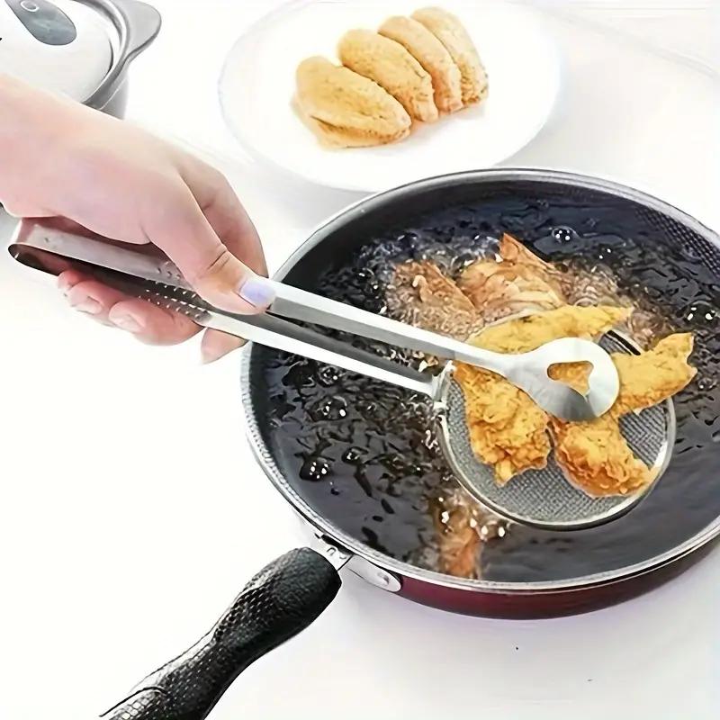 Frying Oil Strainer Spoon Food Strainer, Kitchen Colander Stainless Steel Fried Food Strainer.Kitchen Food Filter Tongs For Frying Food