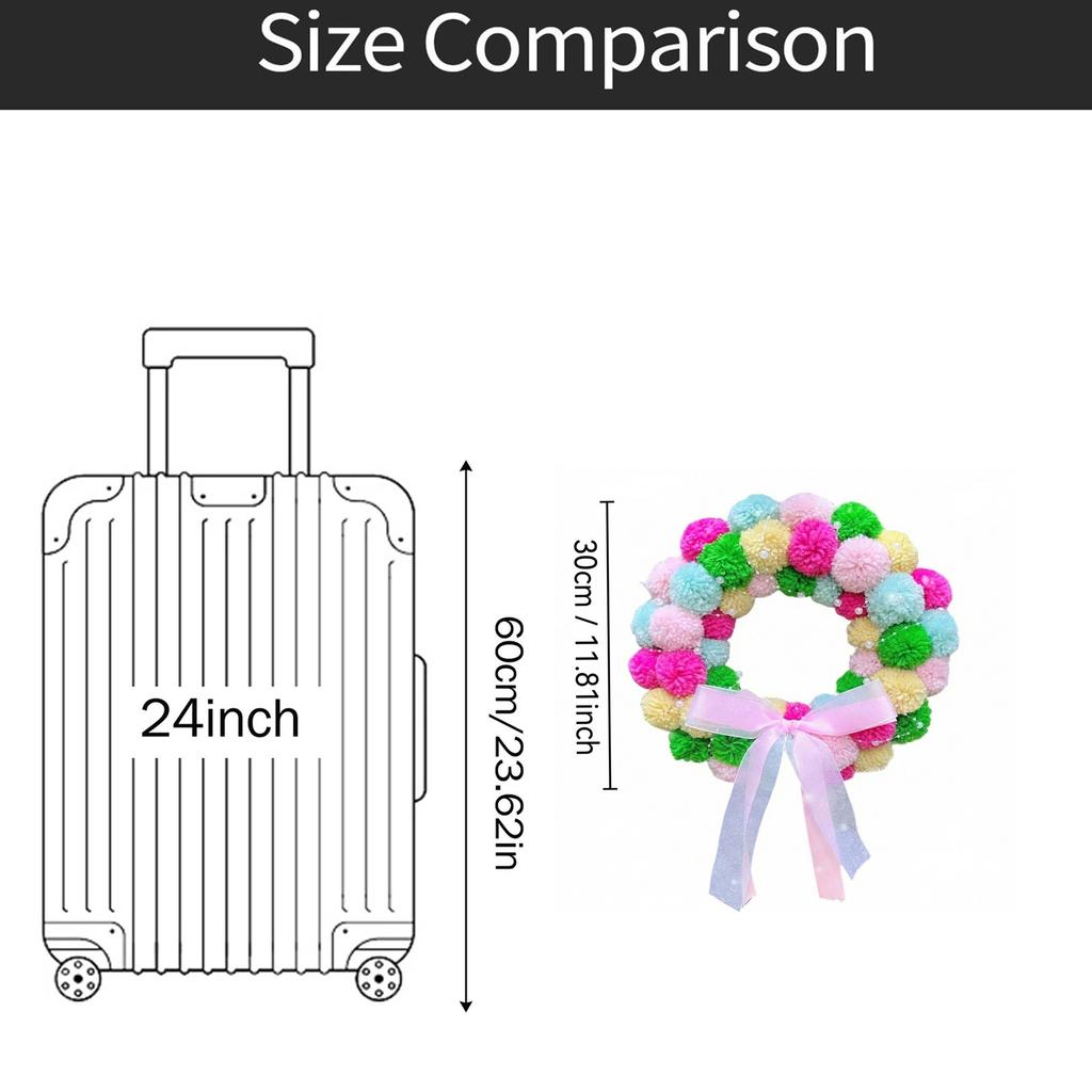 Easter Wreath Door Decoration Hanging Floral Circle, Plush Balls For Indoor Outdoor Porch Decoration