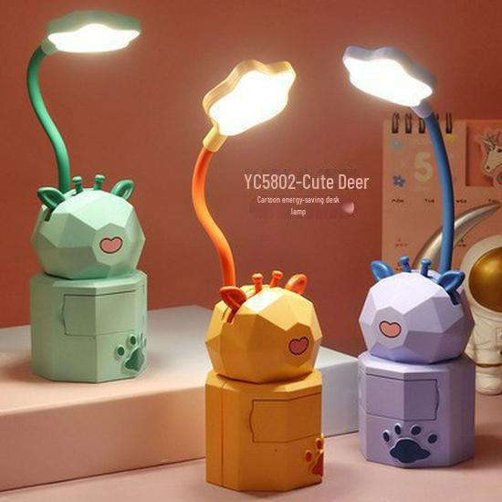 Bear Cartoon Study Lamp: Creative USB-Charged Night Light for Children's Bedroom or Bedside