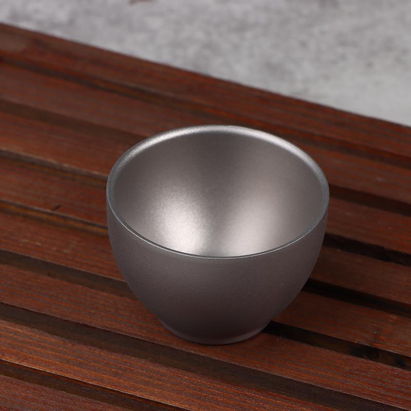 1/4Pcs Double-Layer Small Tea Cups Pure Titanium Outdoor Portable Traveling Picnic Cookware Single-Person Tea Cup Hiking Tea Cup