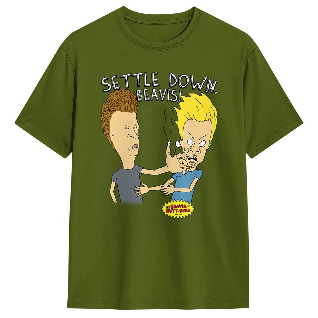 Beavis and ButtHead Settle Down Beavis T Shirt Men Cotton Funny TShirts Crew Neck  Tee Shirt Short Sleeve Clothing 6XL