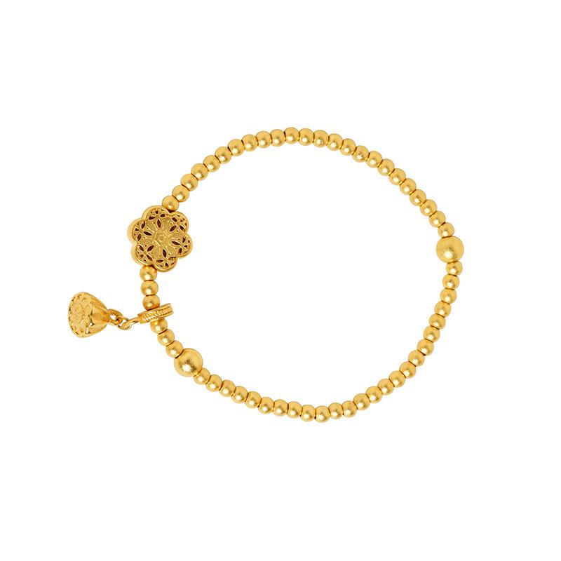 Vietnamese Gold Lotus Seed Bead Bracelet: National Style Women's Jewelry