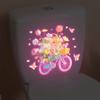 Glow-In-The-Dark Lotus Dahlia Fiets Bloem Toilet Stickers Zelfklevend Verwijderbaar Uv Nacht Decal Muurstickers Badkamer Decor