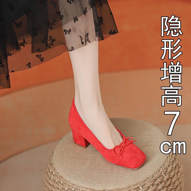 

Inner height increase, new red wedding shoes, small people are not tired, single shoes for women, gentle high heels for women 34 красный