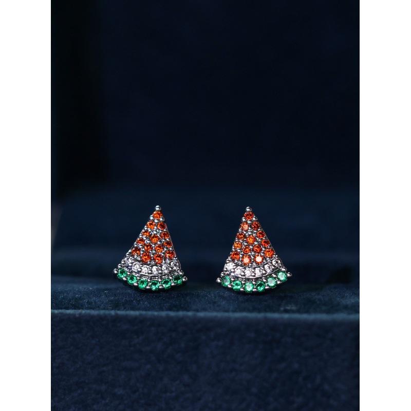 Wish watermelon fruit stud earrings simple personality niche light luxury elegant stud earrings