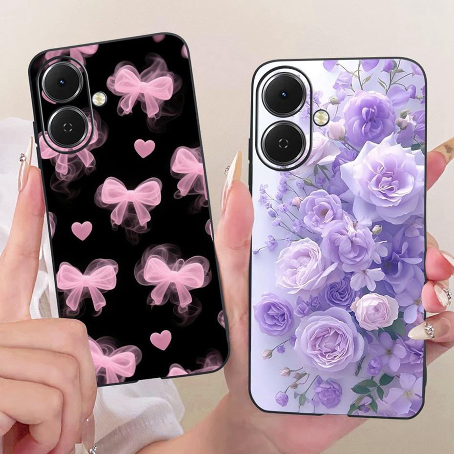 2025 Cute Printing Phone Case For Tecno Spark Go 2 KM4 Black Silicone Soft Cases For Tecno Spark Go2 Covers Bumpers