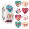 1 Roll Label Sticker Self-adhesive Strong Stickiness Thank You Heart Pattern Sticker Snowflake Label for Valentine's Day