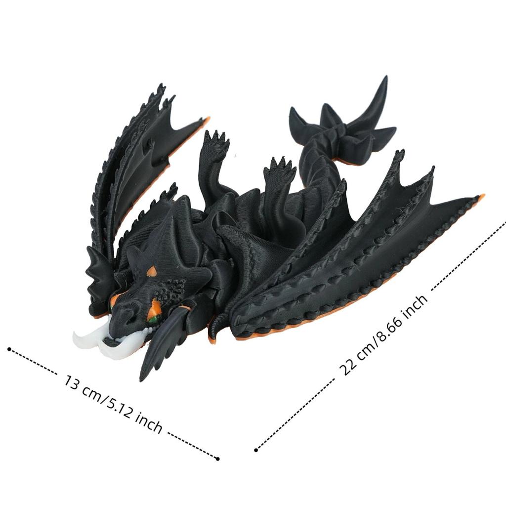 3D Printed Fanged Ghost Dragon Toy Joint Movable Simulation Animal Flying Dragon Model Home Decor Office Ornaments Kids Gift