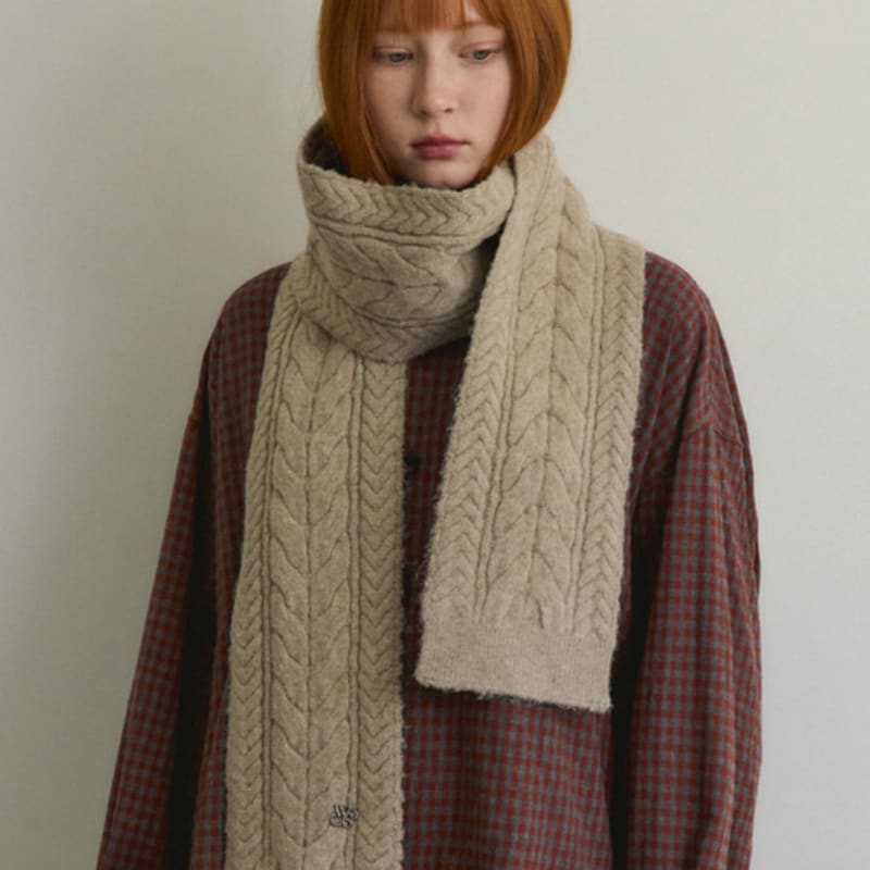 

WEDNESDAYOASIS FOR WOMEN Always Cable Knit muffler 2 COLOR BEIGE