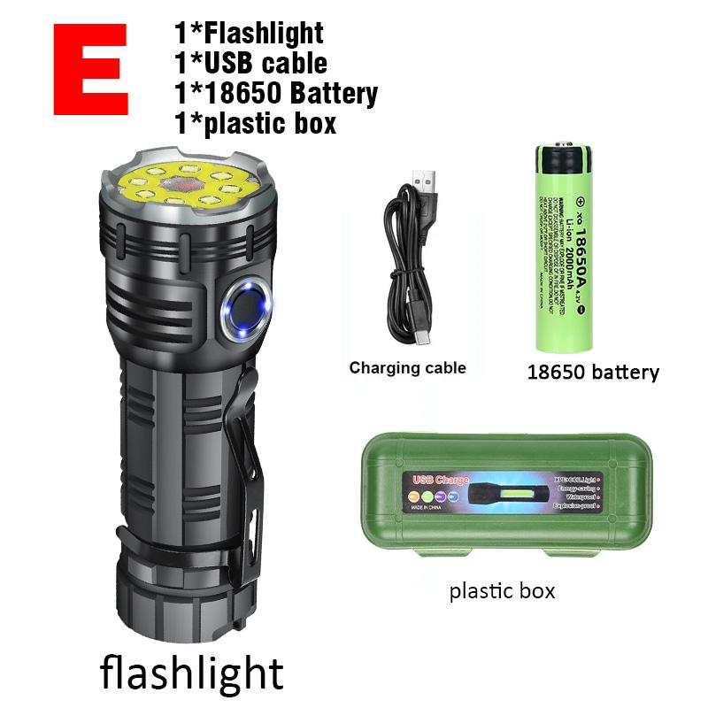High power LED Mini flashlight USB rechargeable with 8 * XPG beads tail magnet clip torch waterproof portable lighting
