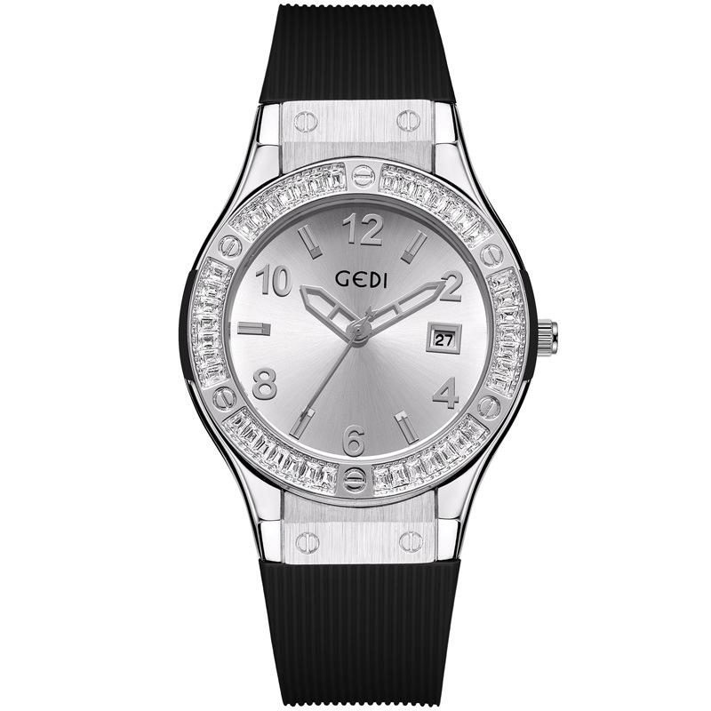 Light Luxury Diamond-Encrusted Calendar Silicone Women'S Quartz Watch High Value Niche Silicone Watch For Middle School Students
