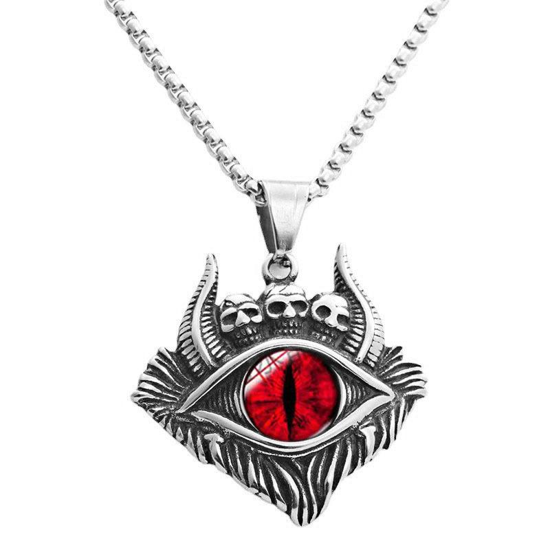 Vintage Devil's Eye Necklace Men's Trendy Personality Dark Style Punk Jewelry Blue Eye Pendant