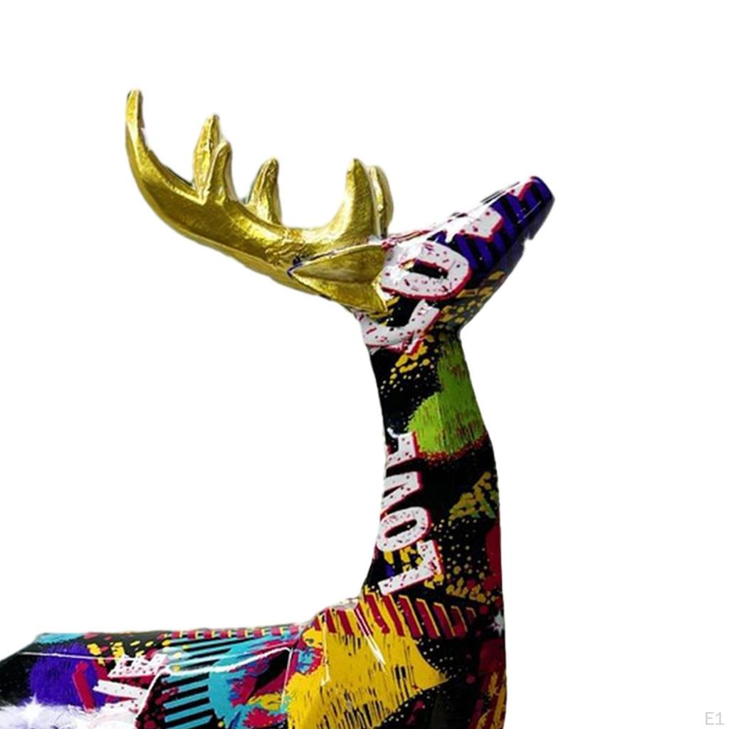 Colorful Standing Deer Statues Reindeer Figurines Christmas Ornament Xmas Crafts Desk Collection for