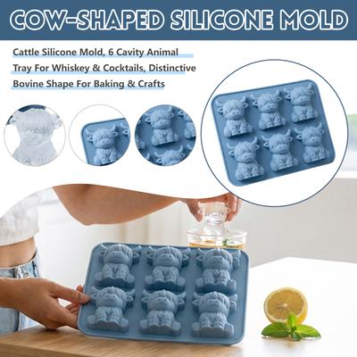 Cattle Silicone Mold, 6 Cavity Animal Tray For Whiskey & Cocktails, Distinctive Bovine Shape For Baking & Crafts