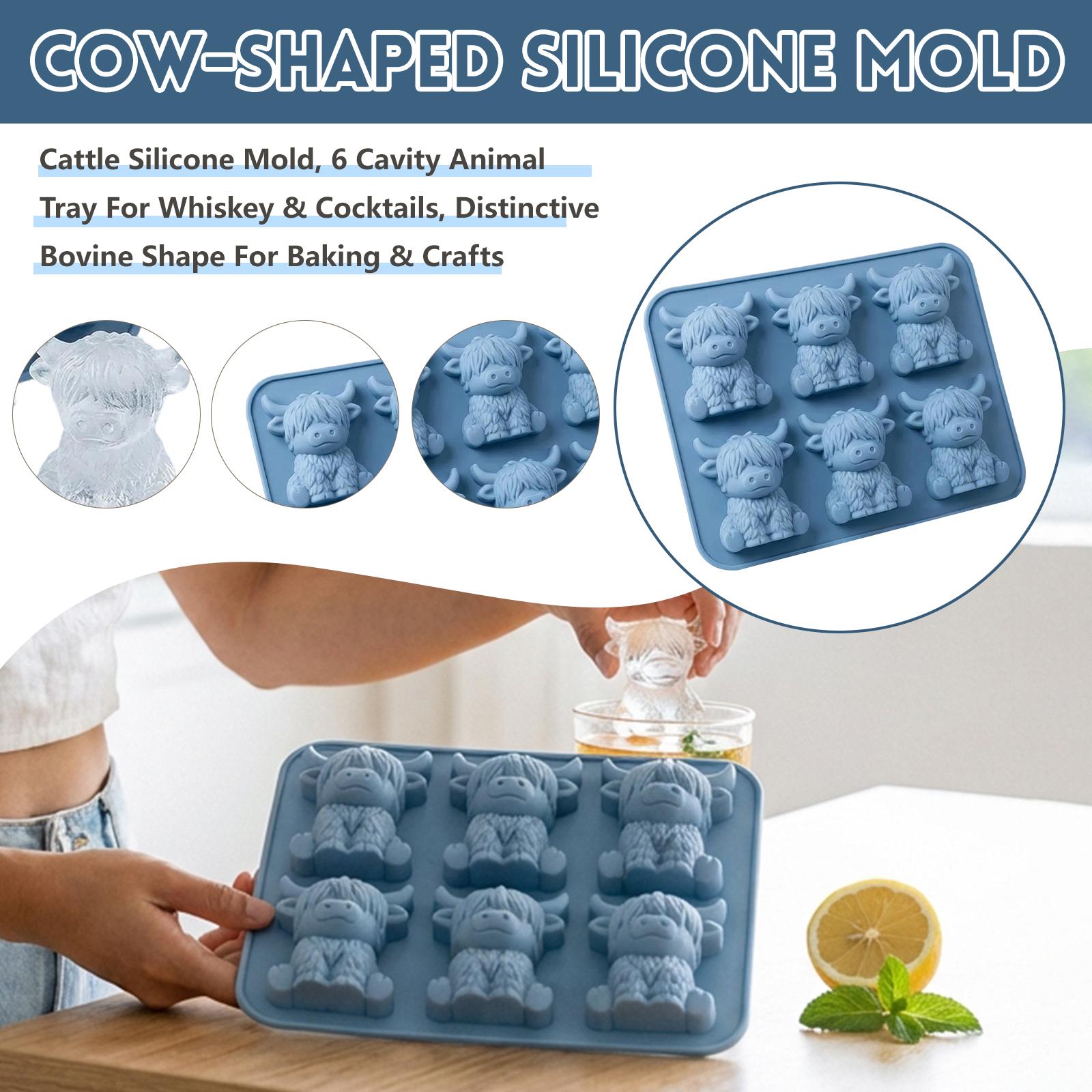 

Cattle Silicone Mold, 6 Cavity Animal Tray For Whiskey & Cocktails, Distinctive Bovine Shape For Baking & Crafts One Size
