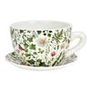 Pot de fleurs - EDEN - En forme de tasse - Céramique - Motif floral - Vert 23×25×14 cm