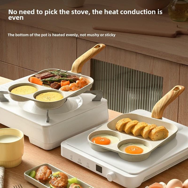 Universal 3-in-1 Non-stick Home Breakfast Pan Anti Scalding Mini Burger Pot Mai Fan Shi Bacon Steak Fried Egg Flat Bottomed Pan