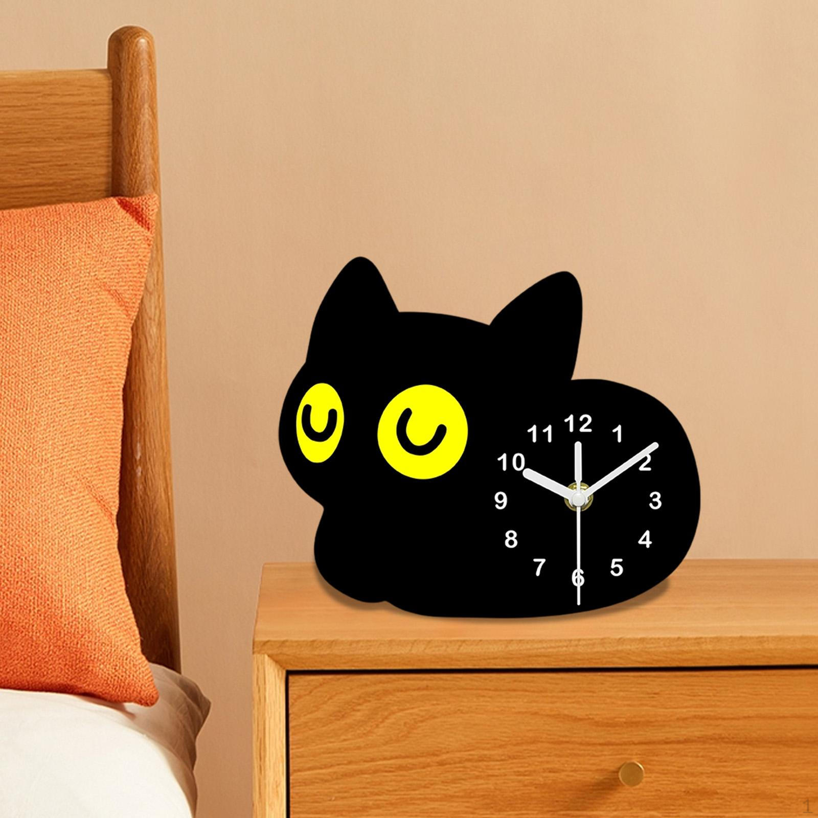 

Black Cat Table Clock Animal Desk Clock, Decorative Novelty Acrylic Decor Home for