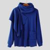 INCERUN Autumn Men High Cowl Neck Long Sleeve Ruffled Irregular Casual Tops T-shirts