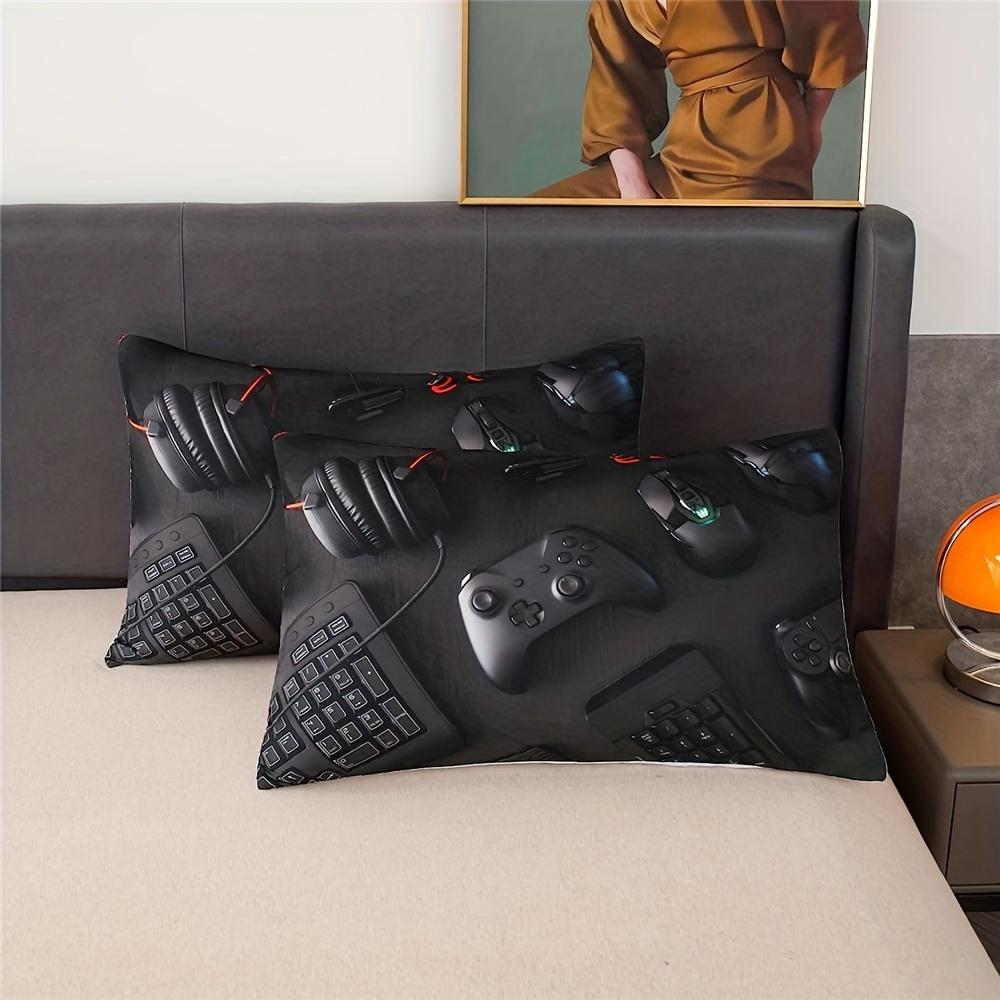 Modern Gamepad Print Duvet Cover Set Youth Video Game Controller Mouse Keyboard Headphone Gaming Bedding Set For Bedroom Dorm