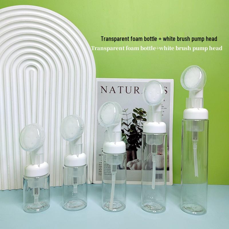 60ml Transparent Press-Type Foam Cleanser Bottle with Soft Brush
