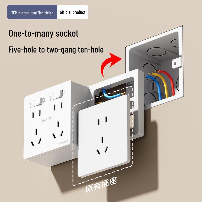 Ultra-thin Multi-functional Power Strip: No Wiring, One-to-Many Expansion, In-situ Replacement, Expandable Converter.