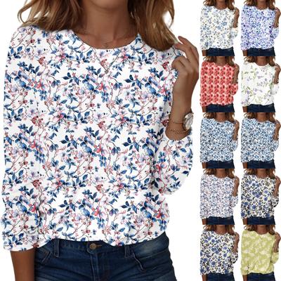 Long Sleeve Shirts For Women Cute Print Graphic Tees Blouses Casual Plus Size Basic Tops Pullover