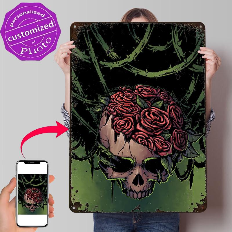 Death Bouquet Poster Retro D Printed Metal Signs Customized Wall Hanging Gift for Custom Plate Luxury Decoration Home Tin Sign
