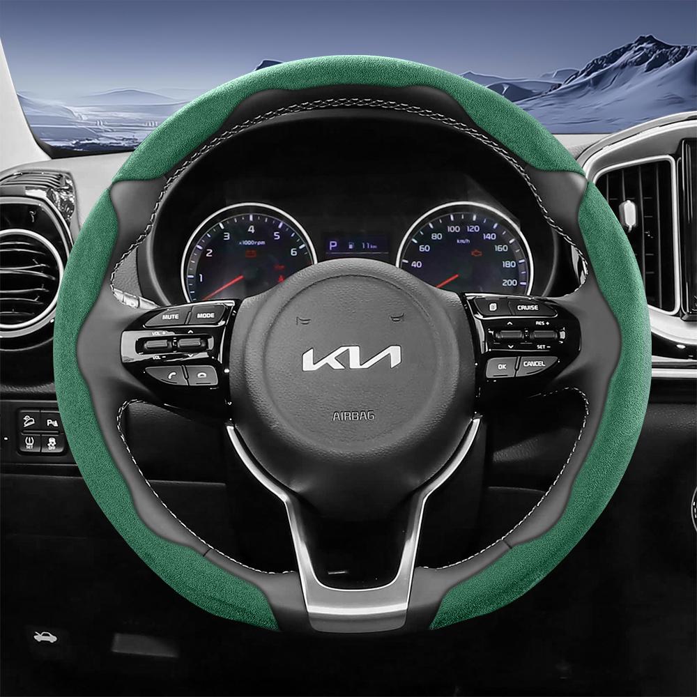 Suitable for Kia Sporty Suede Steering Wheel Cover with Split Snap-On Design for Sportage Seltos Sorento Niro Sonet Picanto K3 Forte Cerato Ljcmw22