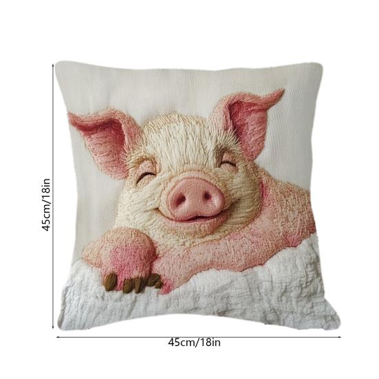 Yousheng  45x45CM Pink Pig Pillowcase Throw Pillow Cover Home Living Room Bedroom Sofa Bed Decorative Square Cushion Cover