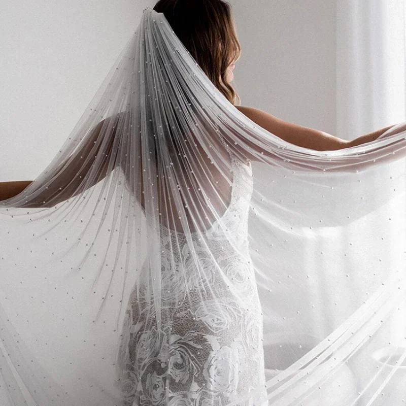 100x150cm Pearl Tulle Fabric By The Meter for Wedding Dress Skirts Hanfu Sewing Thin Cloth Lace Soft Mesh Yarn Transparent