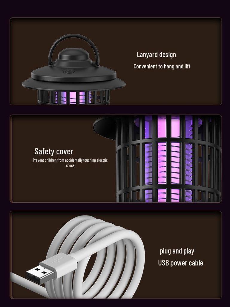 Lampă electrică reîncărcabilă de exterior pentru țânțari cu funcție de șoc pentru casă și grădină.