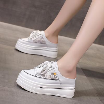 Baotou Half Slippers Women's 2024 Spring and Summer New Inner Height Increase Outer Wear Cool Slippers Korean Version Versatile Platform Internet Cel