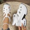 Fashion Women Sandals 2025 New High Quality Buckle Strap Sandals Women Closed Toe Office and Career Summer Solid Wedge Shoes for Women
