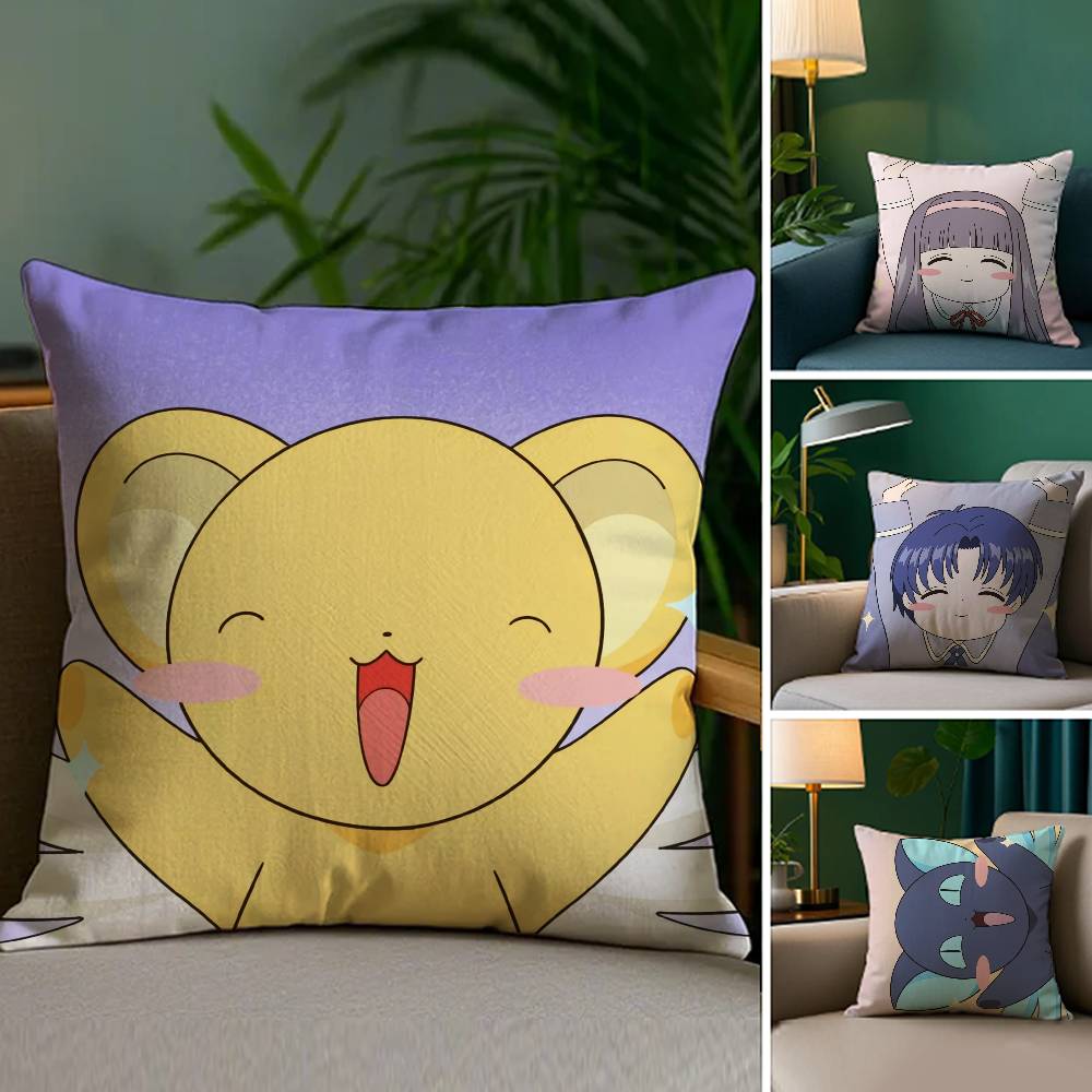 C-Cardcaptor AnimeS-Sakura Pillow Case Sofa and Living Room Decorative Cushion Covers Dust-proof and Mite-proof Invisible Zipper