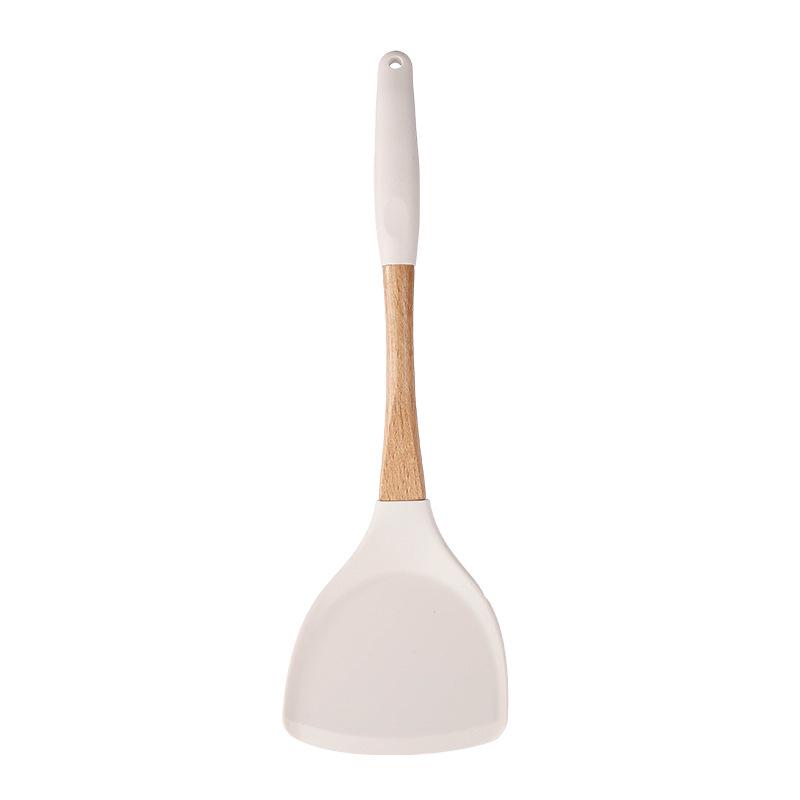 Solid wood handle silicone kitchen utensils 11-piece set, cooking kitchen tools spatula spoon 11-piece set