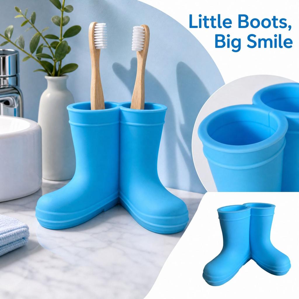 Rain Boot Shaped Toothbrush Holder Stand, Bathroom Storage for Toothbrushes and Toothpaste