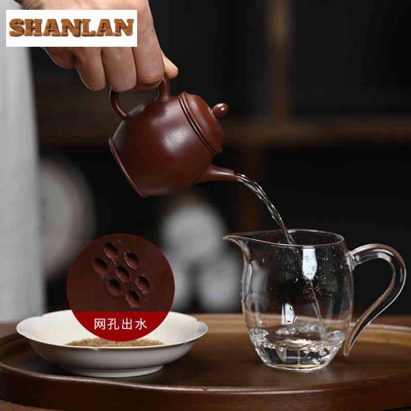 190ml Luxury Yixing Purple Clay Teapots Handmade Waist Drum Pot Raw Ore Purple Zhu Mud Kettle Chinese Zisha Tea Set For Tea Gift