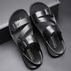 Fashion Comfortable Men'S Sandals Solid Color Open Toe Mens Leather Sandals 2024 Newest Slippers Beach For Male Leather Footwear